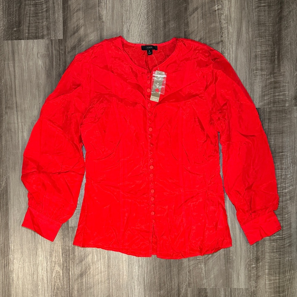 J. Crew Eco Cupro Blend Covered Button Blouse - 6